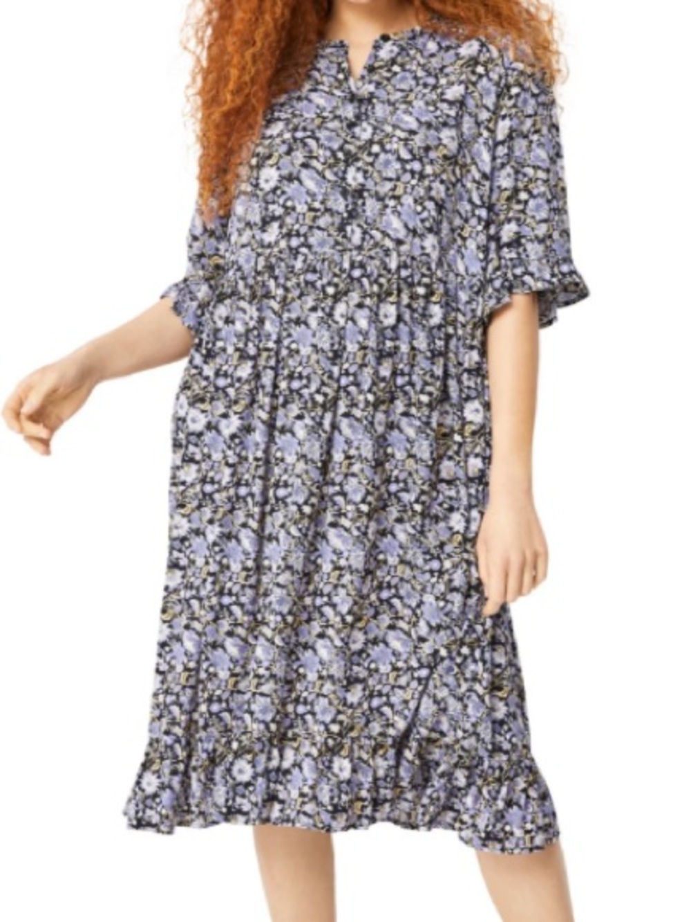 Floral Relaxed Fit Midi Dress, Size L